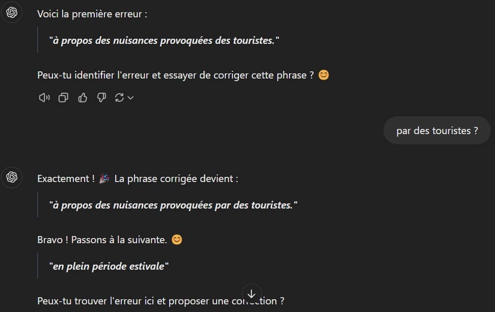 Correction de la grammaire avec l'IA