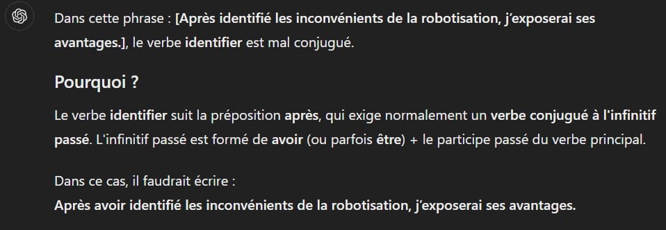 Vérifier une phrase avec ChatGPT